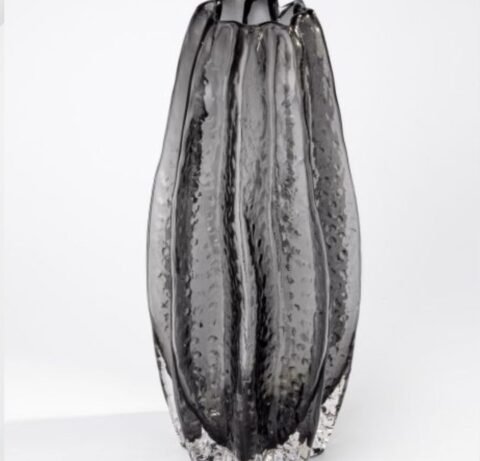 Vază Neagră Elegantă din Sticlă – H30.5 cm, Ø13.5 cm