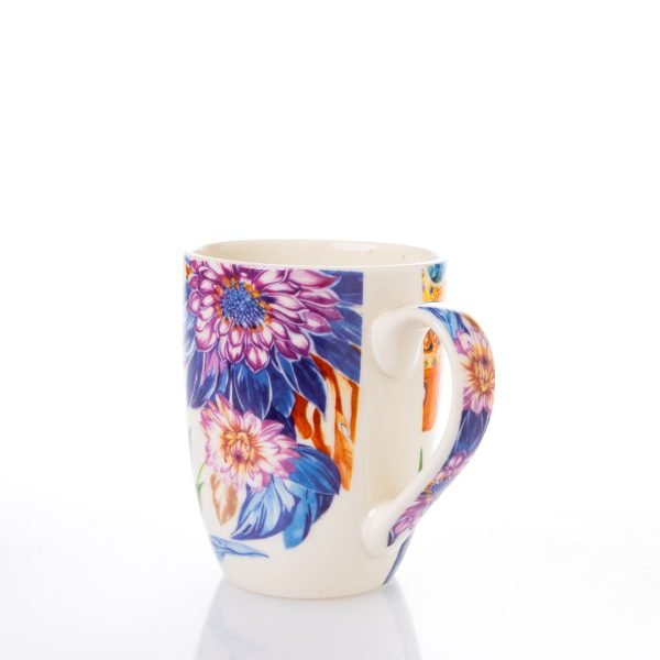 Cană Ceramică cu Capacul din Lemn – Design Floral Roz, 350 ml, Eleganță și Natură în Fiecare Detaliu - imagine 2