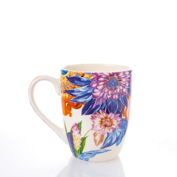 Cană Ceramică cu Capacul din Lemn – Design Floral Roz, 350 ml, Eleganță și Natură în Fiecare Detaliu - imagine 3