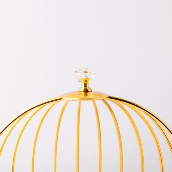 Suport Tort Elegant „Cușcă Aurie” – Cake Stand Alb & Auriu pe 2 Nivele - imagine 4