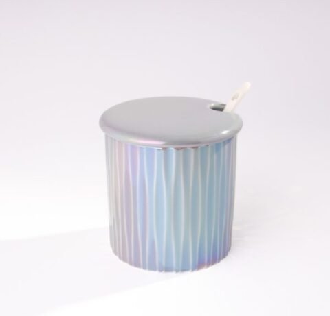 Eleganță în Albastru – Set 3 Recipiente Holografice cu Tăviță Ceramică