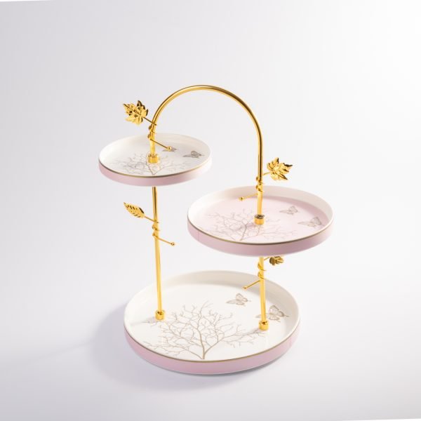 Etaj de Eleganță – Suport Auriu pentru Prăjituri de Poveste