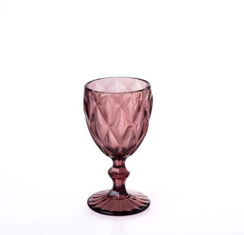 Set de 6 Pahare Cupă Ametist – 200 ml, Sticlă Violet cu Model Diamant, Design Elegant pe Picior