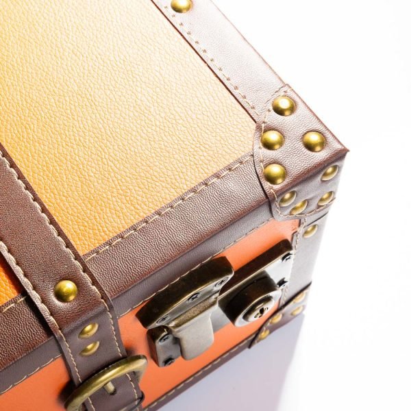 Set 3 Valize Decorative Vintage – Portocaliu Cupru cu Detalii Retro - imagine 6