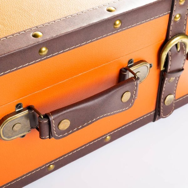 Set 3 Valize Decorative Vintage – Portocaliu Cupru cu Detalii Retro - imagine 7