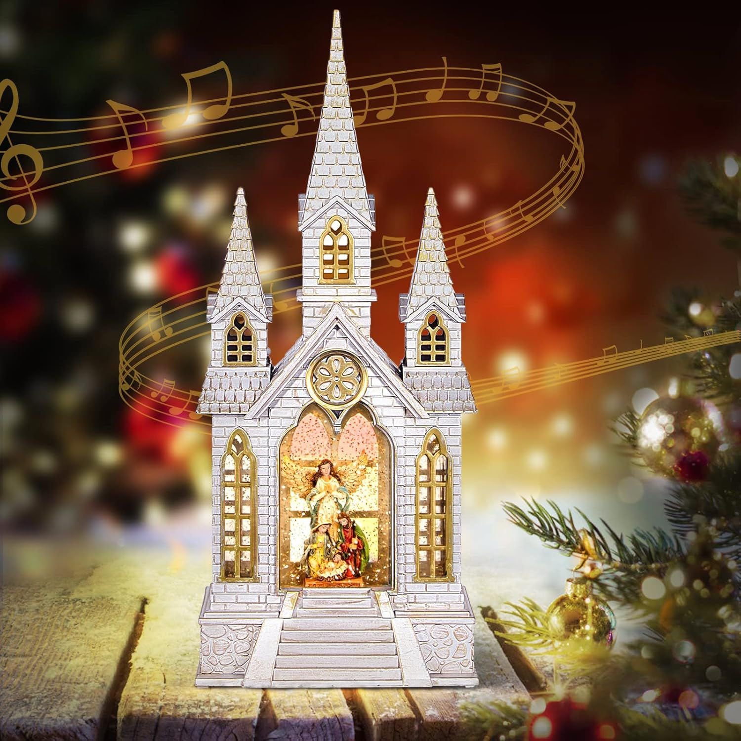 Glob de zăpadă iluminat pentru biserică