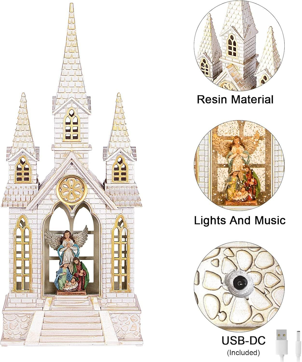 Glob de zăpadă iluminat pentru biserică - imagine 4