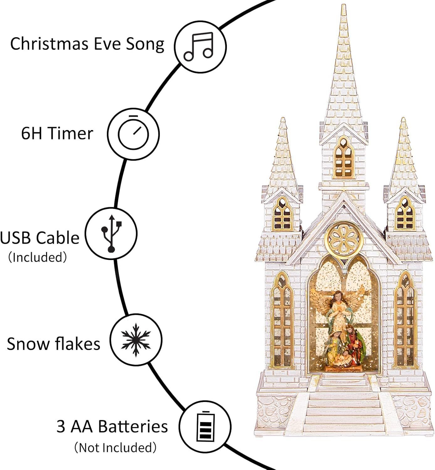 Glob de zăpadă iluminat pentru biserică - imagine 3